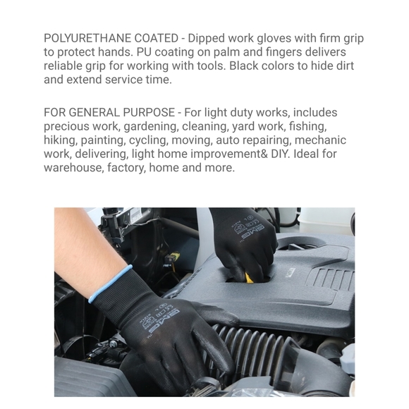 5/25 2 pairs GMG CE certified EN388 polyester PU safety mechanic gloves - Picture 5 of 8